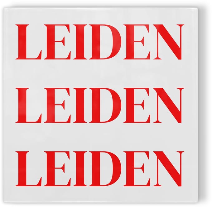 Tegeltje Leiden - wit rood - tegeltje stad - tegeltje met tekst