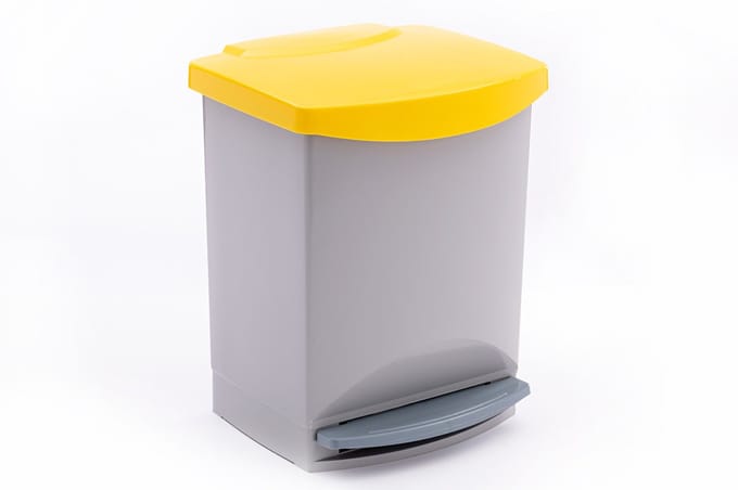 Recycled Pedaalemmer Grijs / Geel 25l 31x33,5xh42cm