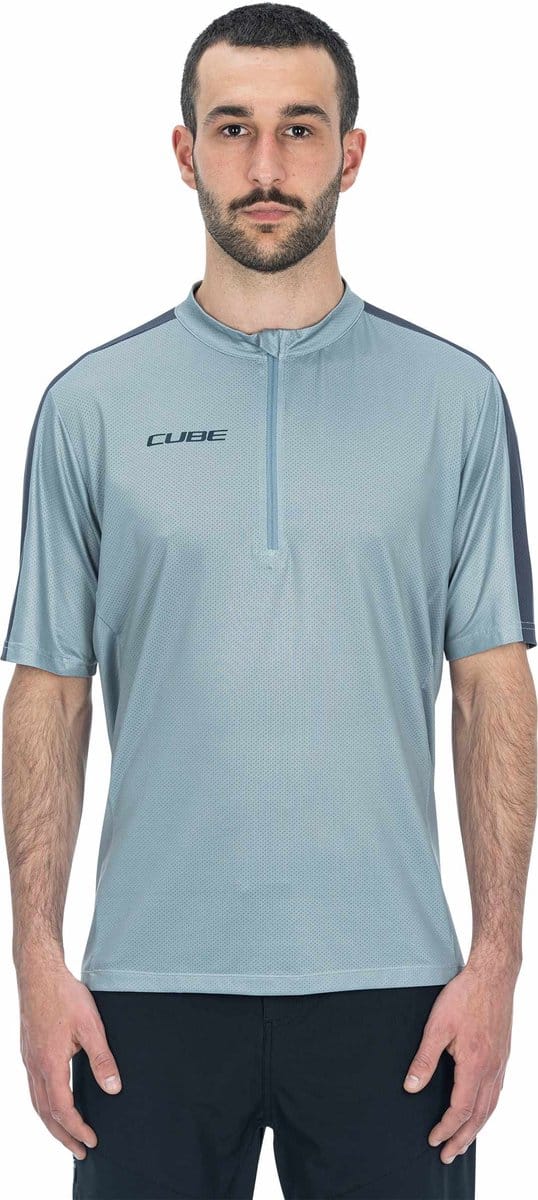 CUBE Fietsshirt ATX JERSEY HALF ZIP CMPT S/S GREY S