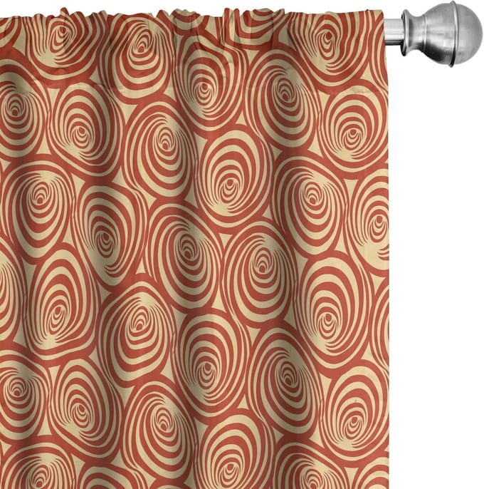 ABAKUHAUS Retro Gordijnen – 2x 75×175 cm – Microfaser – Verduisterend – Rust en Blassgeel