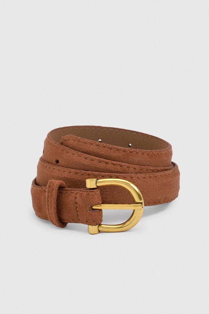 boohoo Dames Nepleren Riem Met Gouden D-gesp | Tan | Maat: Small/Medium