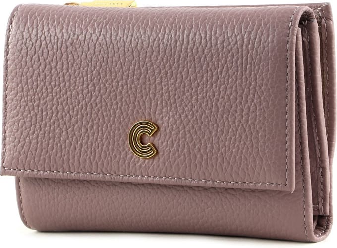 COCCINELLE Leren Portemonnee Myrine Wallet Grained Leather Anemone Oud roze