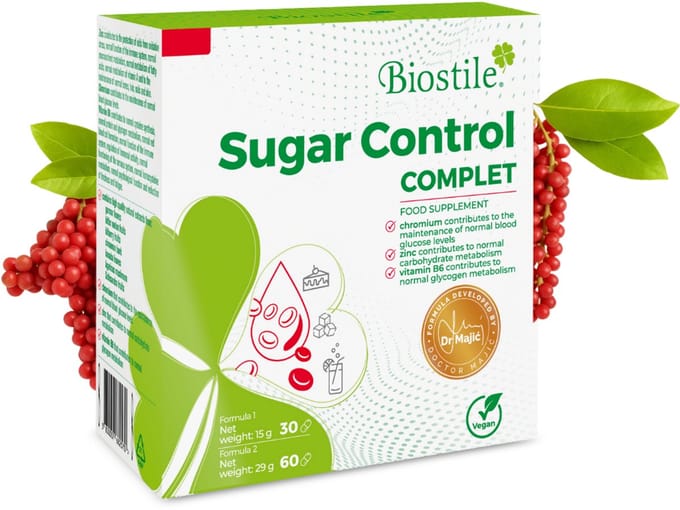 Biostile – Sugar Control Complete – Ondersteunt de Koolhydraat – En Bloedsuikerstofwisseling - 90 Capsules
