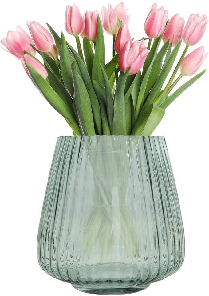 Vaas uit glas, home decor met stijlvol design, groen, 17.7x18cm
