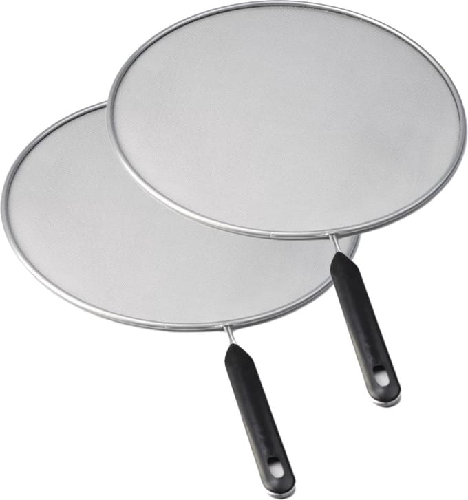 Lowenthal Spatdeksel/afgietdeksel - 2x - kunststof - RVS - Diameter 29 cm - universele pannendeksel