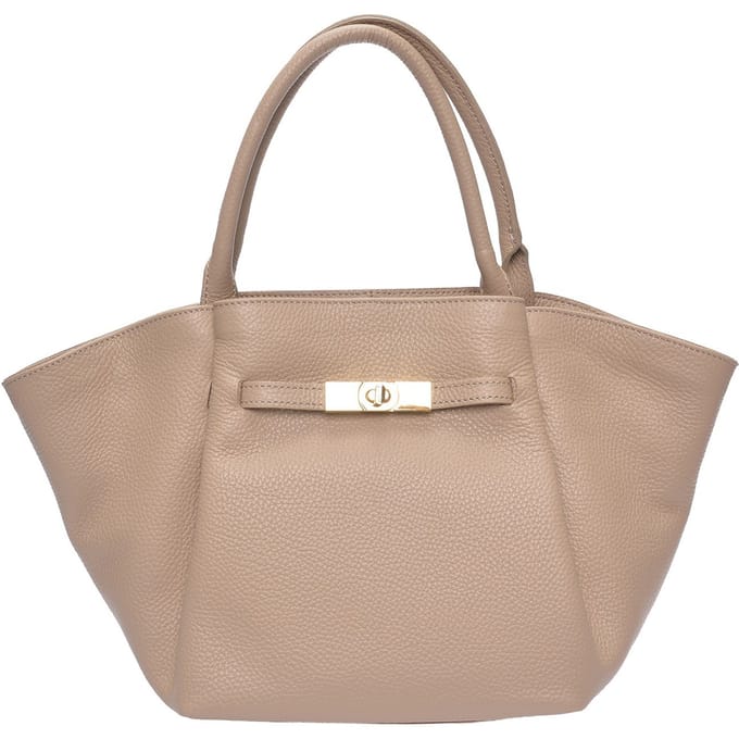 Roberta M Beige Rundleer Tas
