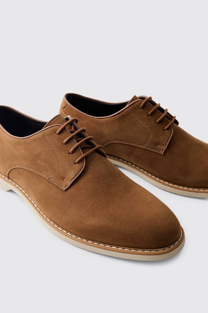 Faux Suède Derby Schoen | Tan | Size 42