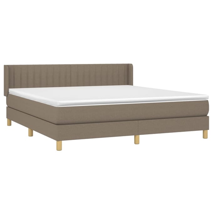 vidaXL - Boxspring - met - matras - stof - taupe - 180x200 - cm