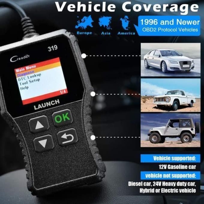 LAUNCH CR319 Auto Diagnostische Koffer OBD2 Scanner Foutcode Lezer in het Frans
