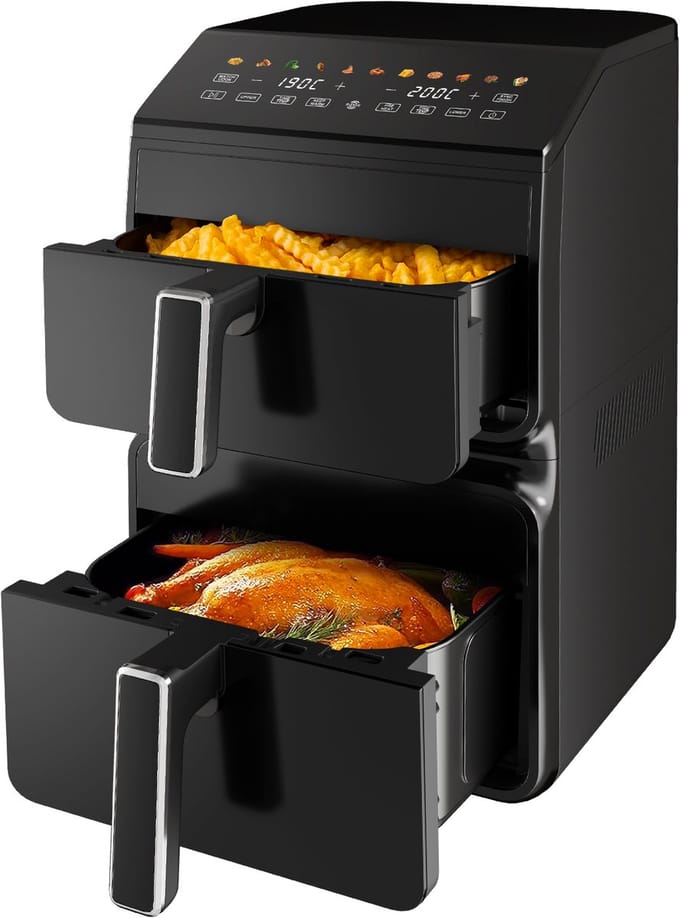 Fukstern Airfryer Compact – Enkel Mand – 9L Capaciteit – 2000W – Temperatuurregeling tot 200°C – 8 Kookprogramma’s – Zliver