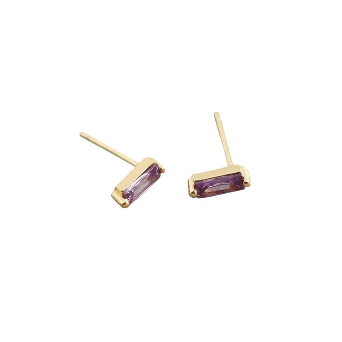 YOLA Stud Oorbellen | Paars/Goud | 7,8 x 3 mm | 925 Silver