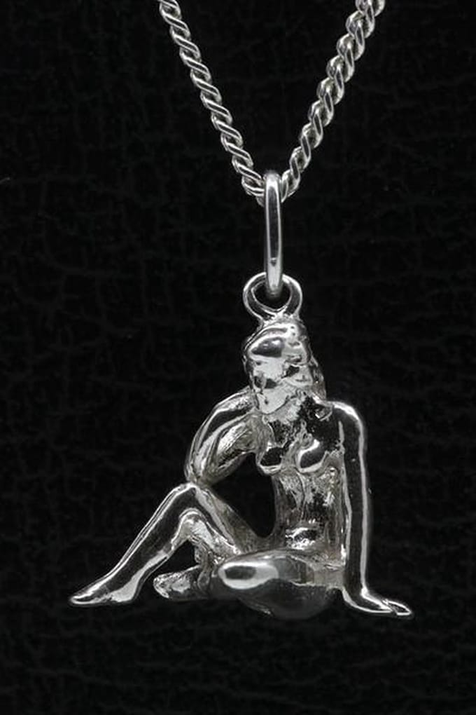 Zilveren Sterrenbeeld Maagd ketting hanger - groot