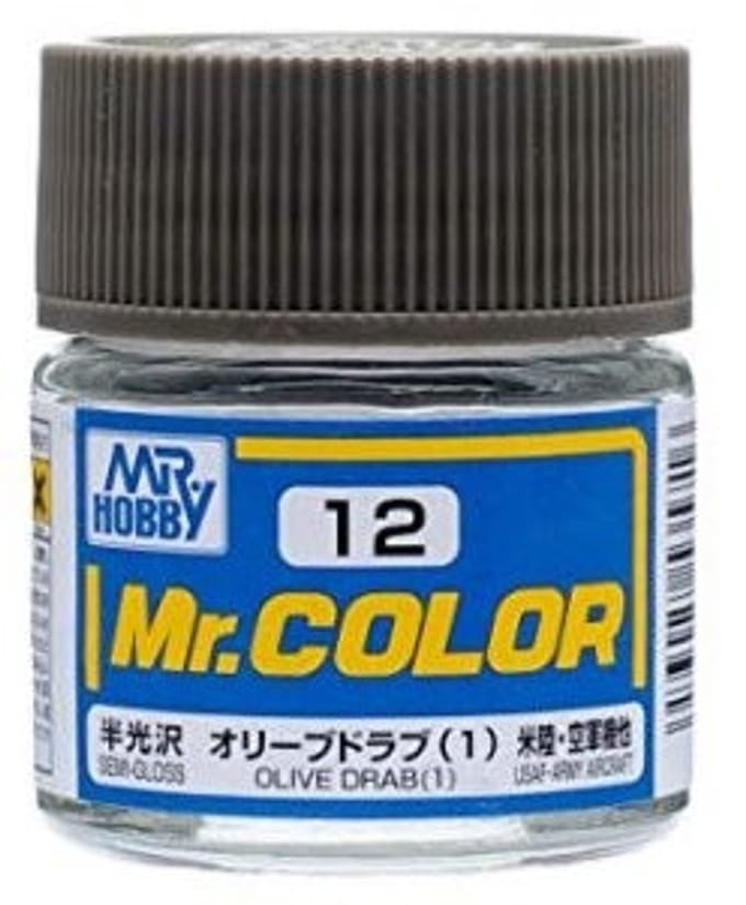 Gunze Mr. Hobby C-012 - Mr. Color 10 ml Olive Drab 1 - Lacquer Modelbouwverf