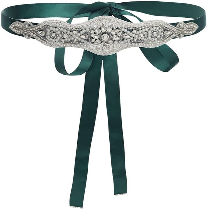 Groene Kristallen Bruiloftsriem voor Dames - Bruidsaccessoire met Strass Accent