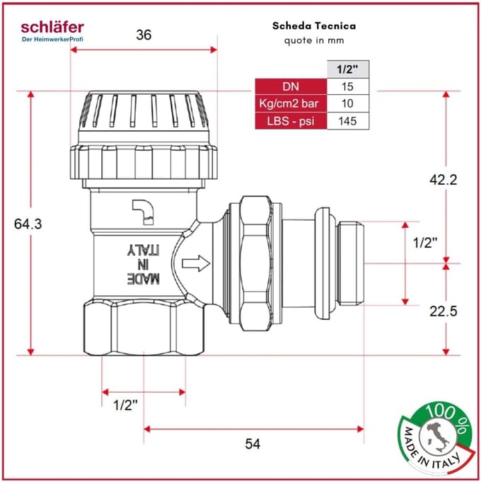 Thermostaatventiel Hoekmodel voor Radiator