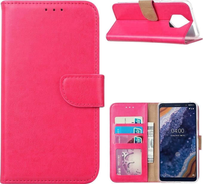 Bookcase Geschikt voor: Nokia 9 PureView - Roze - portemonee hoesje