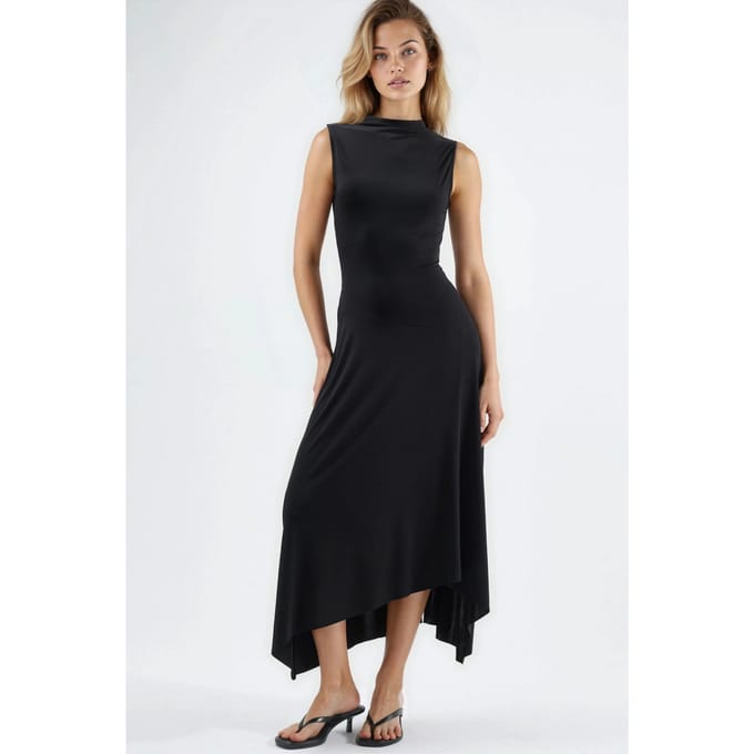 Asymmetrische Midi Sandy Jurk