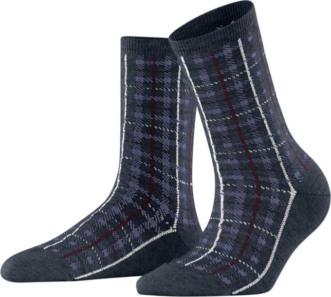 Esprit Check Dames Sokken - Blauw - Maat 35-38