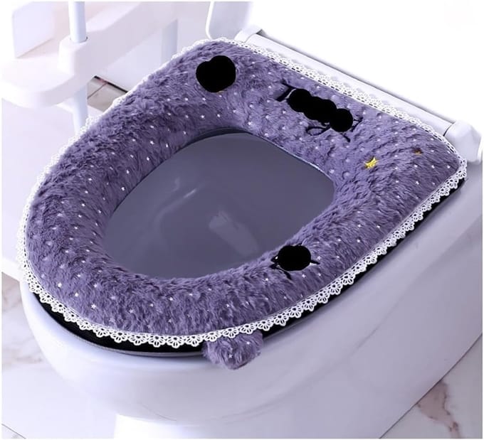 Toiletkussen - Zachte Deksel - Comfort Verhogend - Pluche Materiaal - Universeel - Donker
