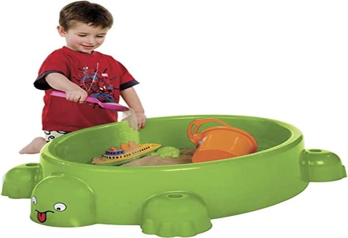 Zandbak Schildpad - Buitenspeelgoed - Spelen in de tuin - Inclusief deksel - 95 cm - Groen