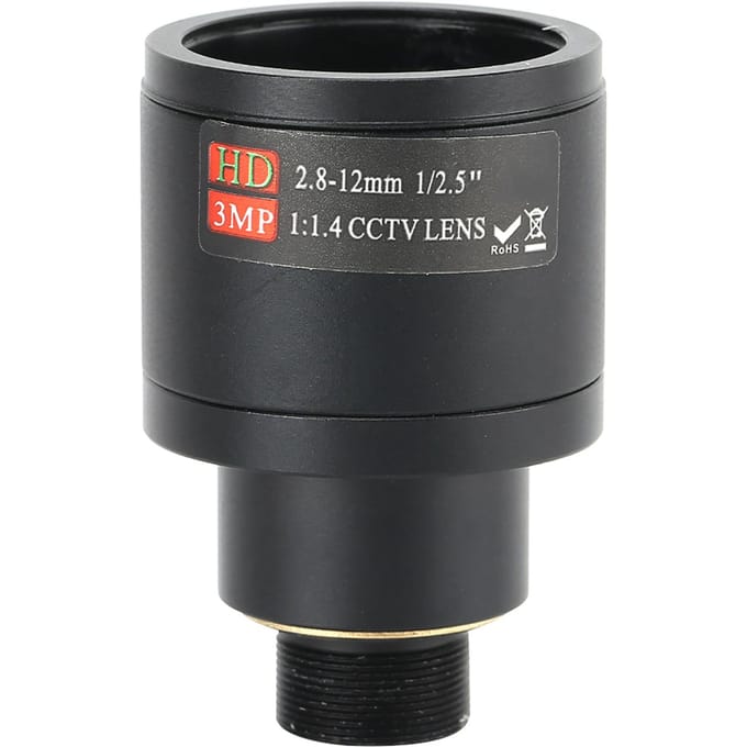 Caméra professionnelle avec objectif 3 MP, zoom manuel, monture M12, surveillance de sécurité gray