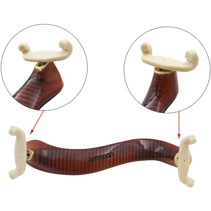 Ammoon Épaulette pour Violon en Bois d'Érable pour Violon 3/4 4/4 avec Chiffon de Nettoyage brown
