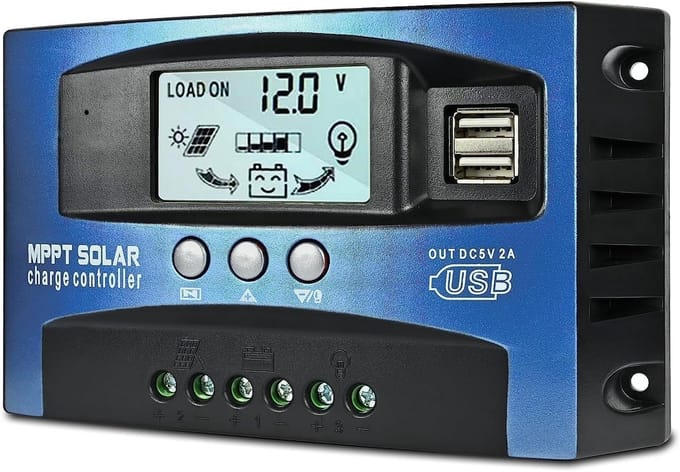 MPPT Solar Laadregelaar 100A - 12V/24V Zonnepaneel Batterij Regulator met LCD Display en Dubbele USB