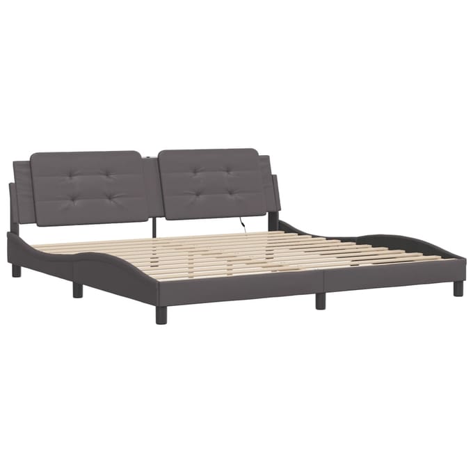 vidaXL - Bedframe - met - LED - zonder - matras - "Zadar" - grijs - 200x200 - cm