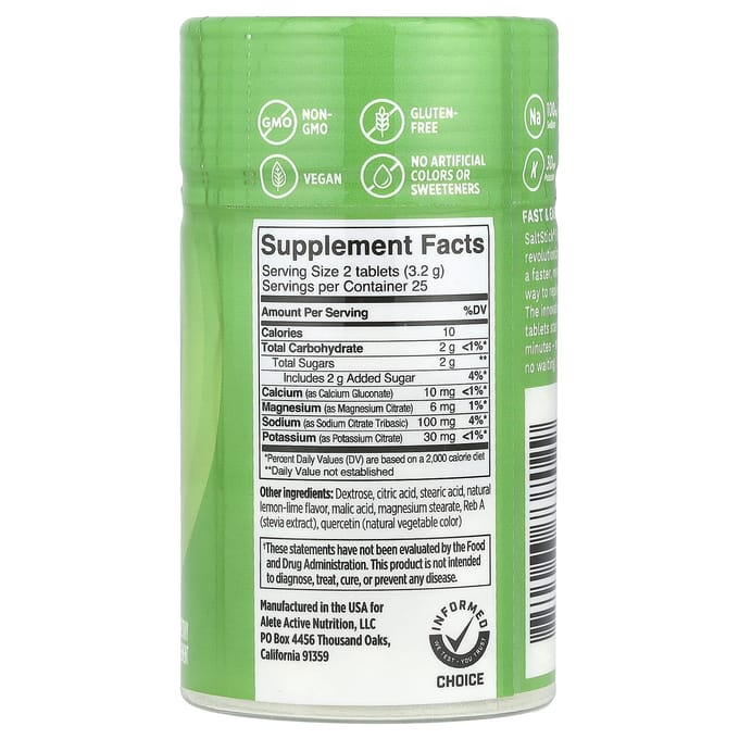 SaltStick, Fast Chew®, Électrolyte à croquer, Citron vert, 50 comprimés à croquer