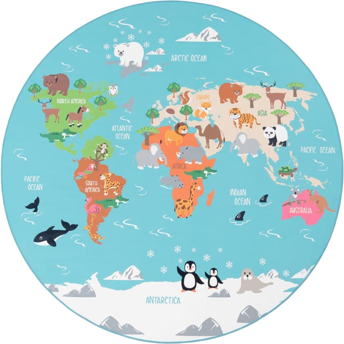 Kindertapijt Bini turquoise 160 cm rond