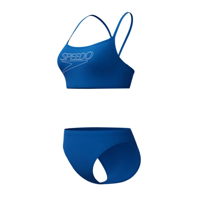 Speedo Dames Bikini Endurance+ Logo Thin Strap Blauw/Wit