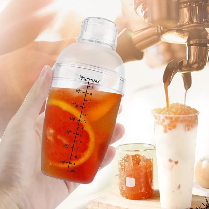 Lekvrije Transparante PC Hars Cocktail Shaker Mixer met Maatstreep Bar Tool(700ml) white