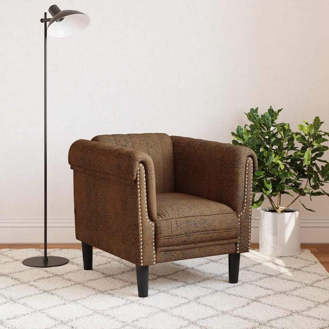 vidaXL Fauteuil kunstsuède bruin