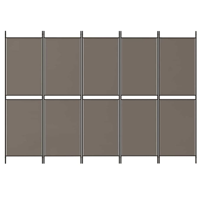 vidaXL - Kamerscherm - met - 5 - panelen - 250x180 - cm - antracietkleurig