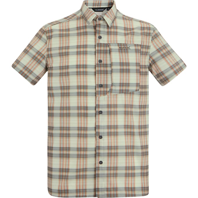Regatta Heren Geruit Insectenwerend Reisshirt met Korte Mouwen (Steen Wit)