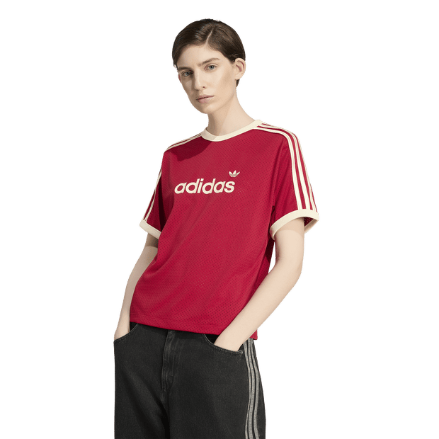 Adidas Linear Mesh T-shirt T-shirts Dames - Rood - Maat M (38-40) - Poly Mesh