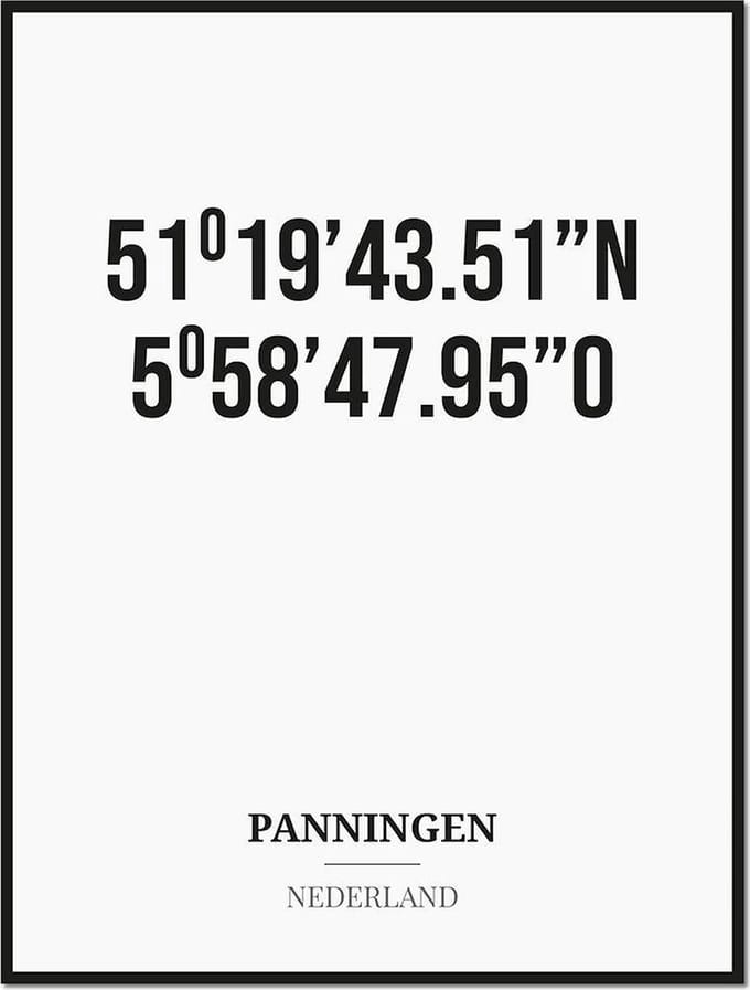 Poster/kaart PANNINGEN met coördinaten