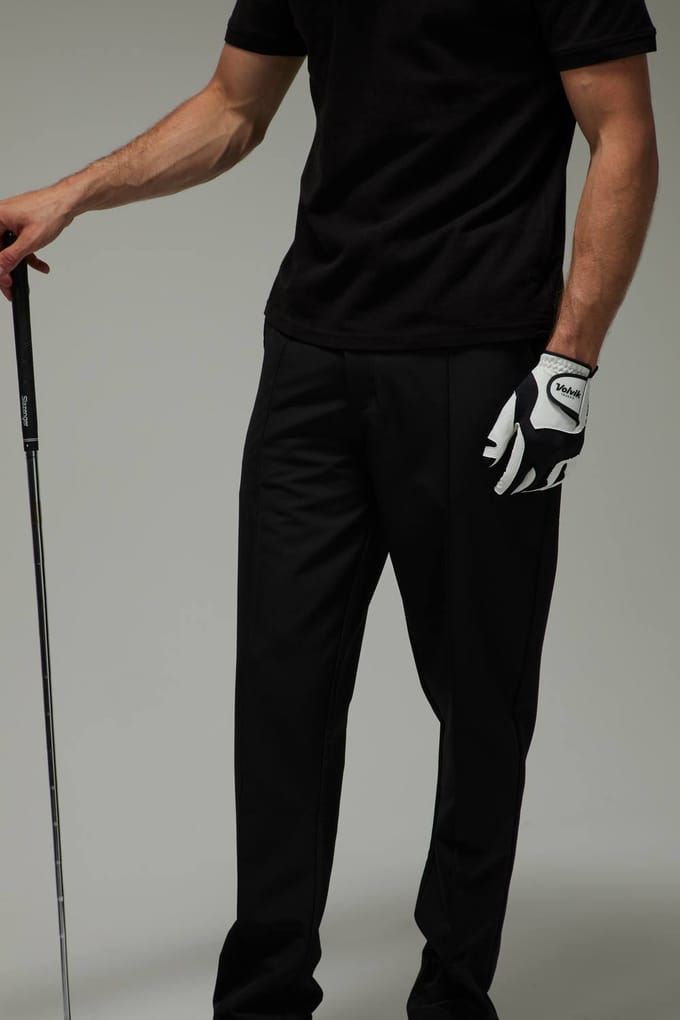 Heren Actieve Tapered Fit Golfbroek Met Pintuck | Black | Size Medium