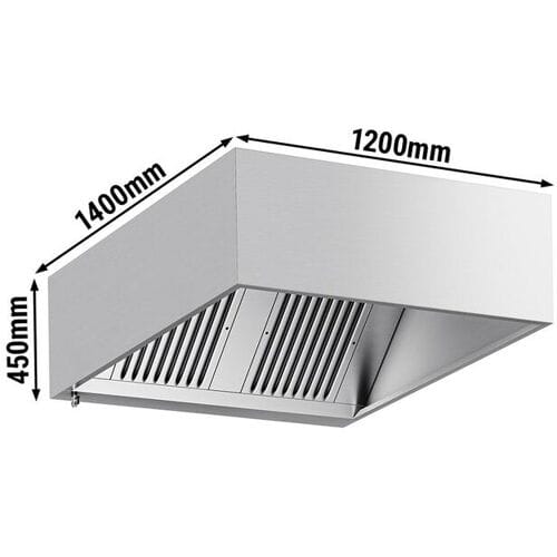 GGM Gastro Kastenhaube - 1200mm - mit Filter & Lampe Zilver