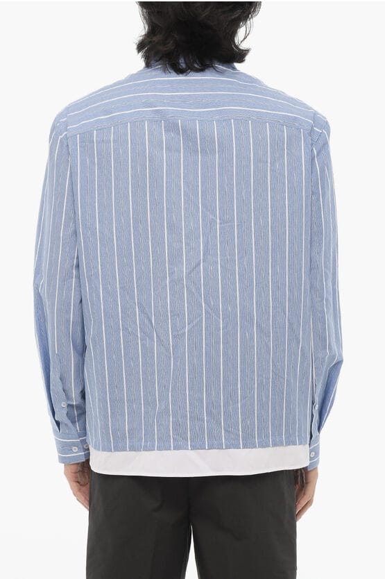 Boxy Fit katoenen gestreept casual overhemd in blauw