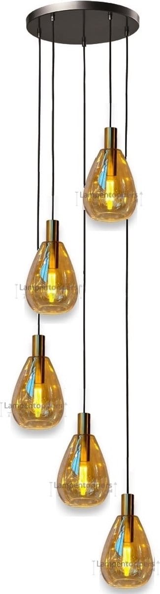 Freelight - Hanglamp Dorato 5 lichts Ø 40 cm Vide zwart goud