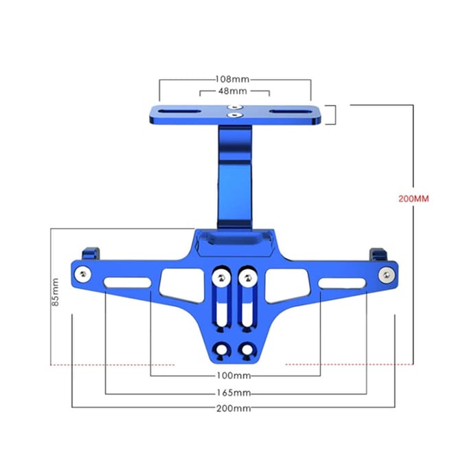 Support de plaque d'immatriculation de moto avec lumières LED, support de plaque d'immatriculation en alliage d'aluminium universel doré noir