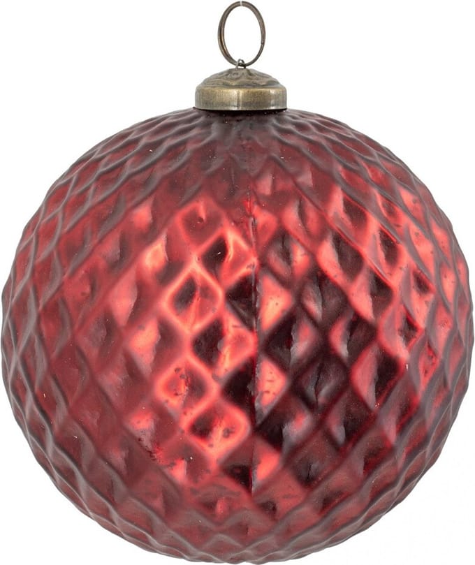 HomeBound by KY | Glazen kerstbal burgundy | 7,5x7,5x7,5cm | kerstbal