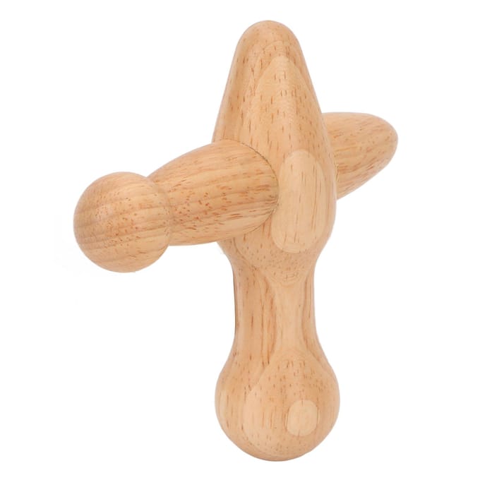 Triggerpoint Massagetool Kruisvormig Stimuleert Metabolisme Lymfedrainage Ontspant Spieren Houten beige