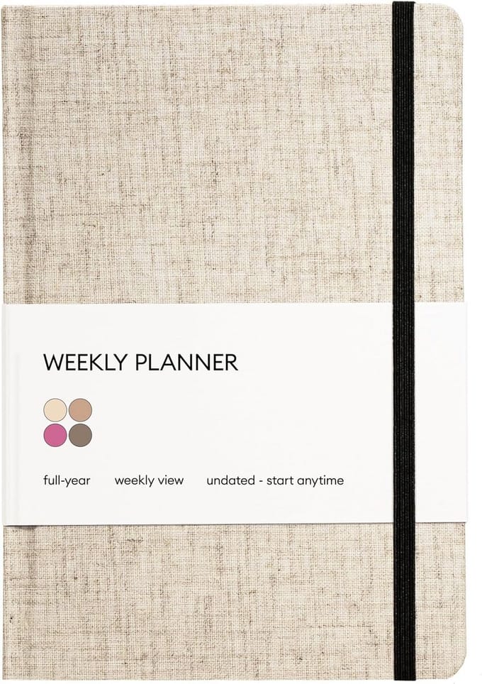 Ongedateerde Wekelijkse Planner met Hardcover, Gewoontetracker en Doelstellingen