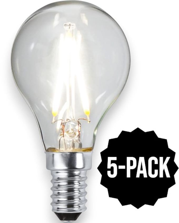 5-Pack | Kogellamp - E14 - 2.3W - Koel Wit - 4000K - Filament - Helder