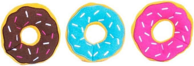 Speelgoed Hondenkauwbotjes Mini Donuts Piepend - 3 Stuks