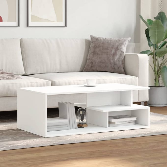 vidaXL - Salontafel - 102x55x35 - cm - bewerkt - hout - wit