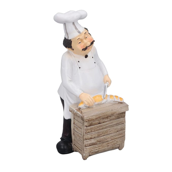 Hars Kok Standbeeld Restaurant Eettafel Decor Figuur Ornament Keukendecoratie white