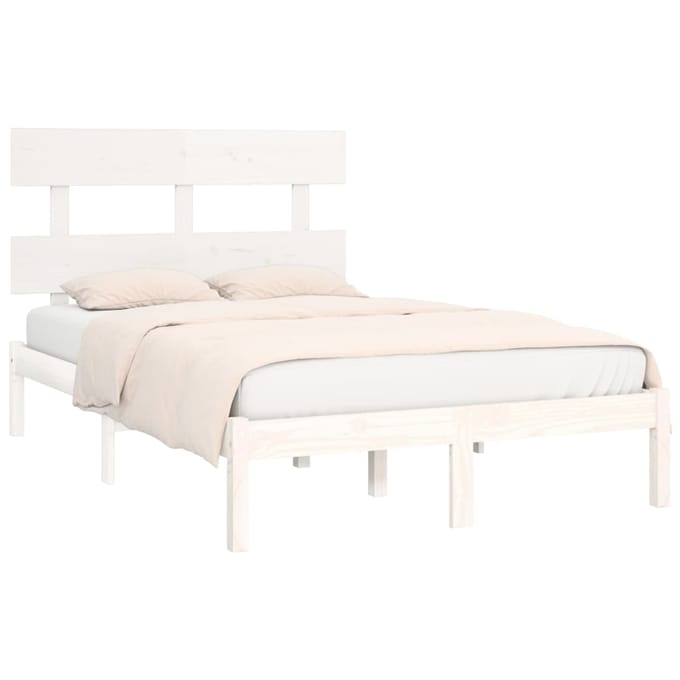 vidaXL - Bedframe - massief - hout - wit - 120x200 - cm